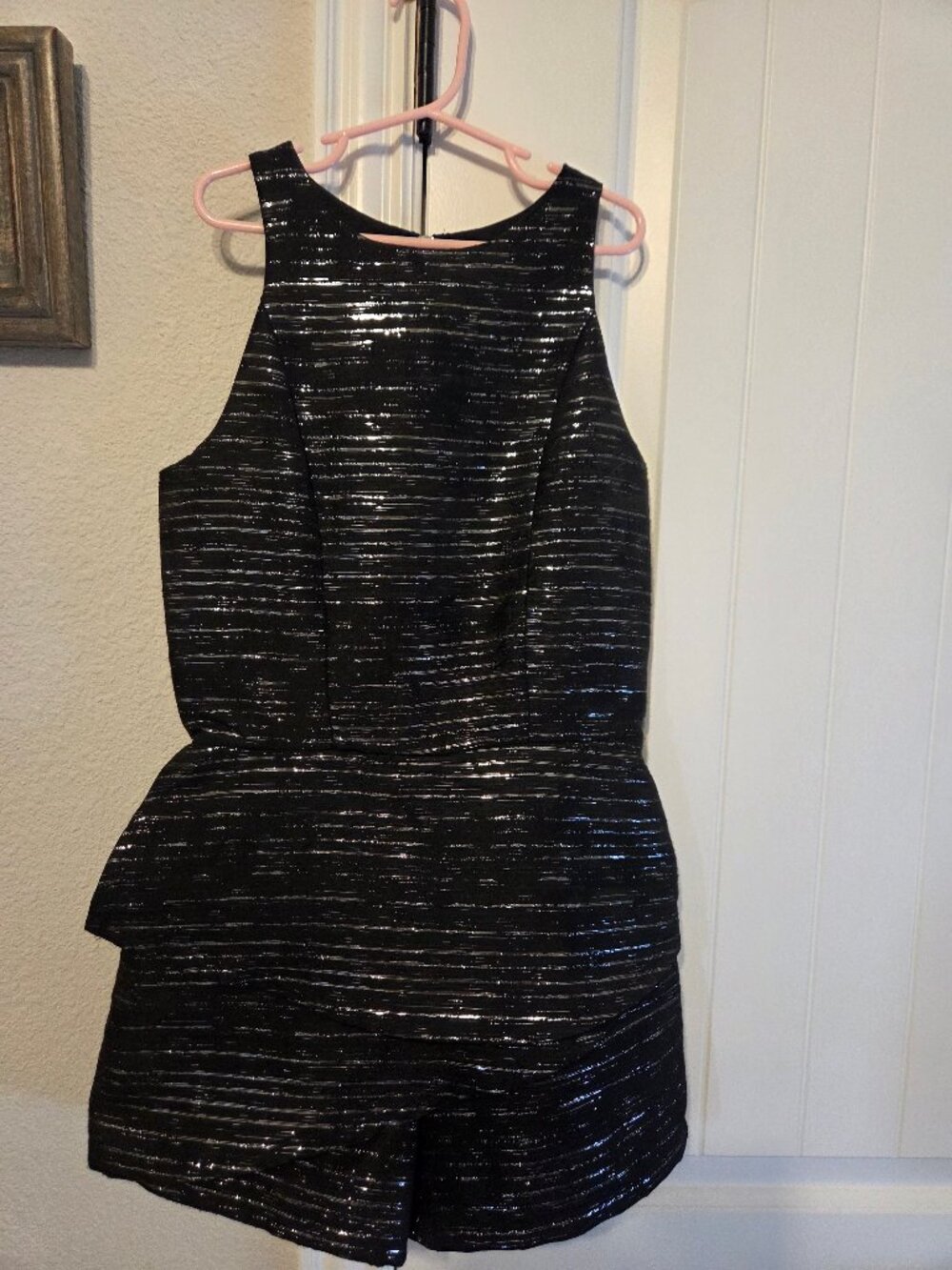 Black and Silver Metallic Romper